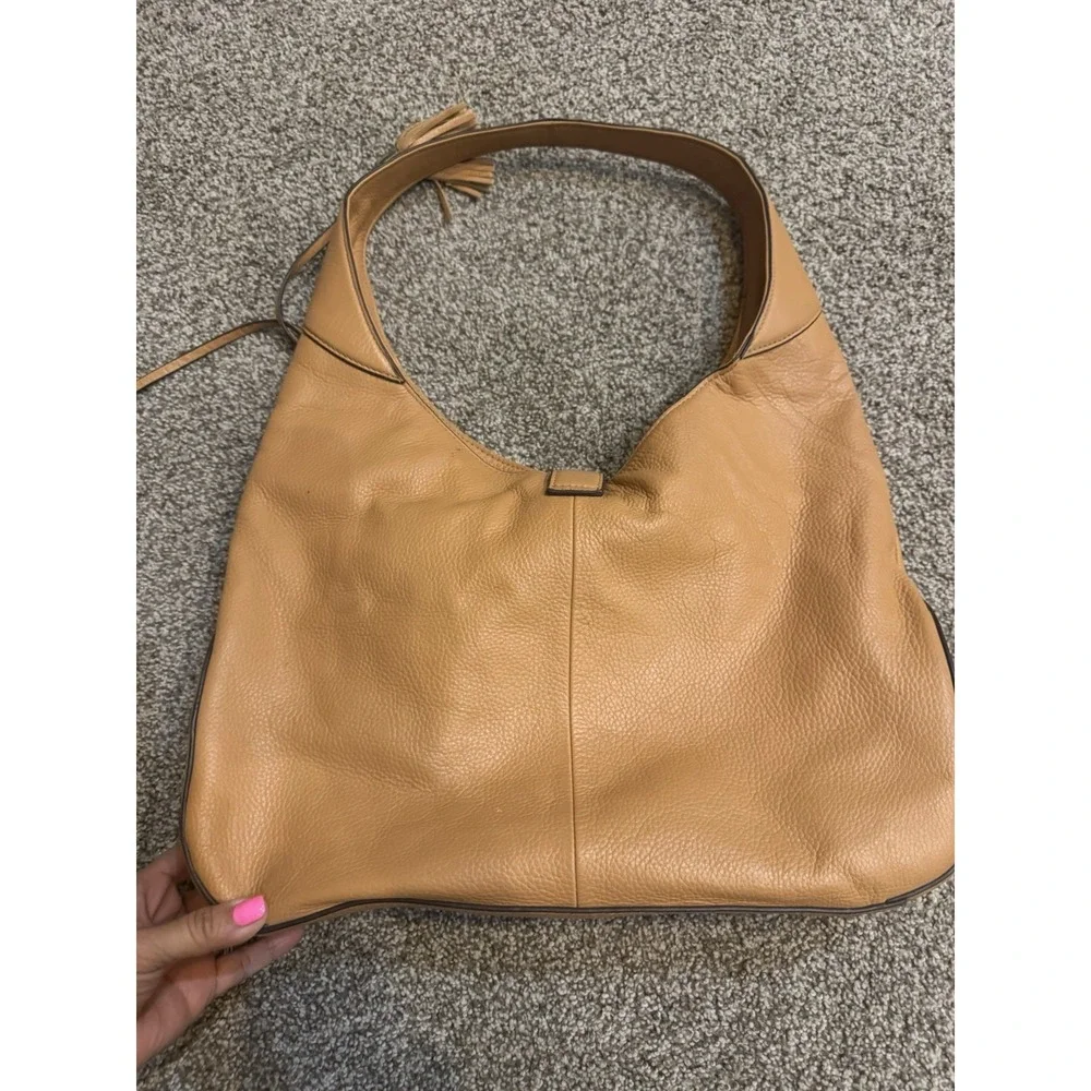 G.I.L.I Terracotta Orange‎ 100% Leather Large Hobo Shoulder Bag Purse Clasp